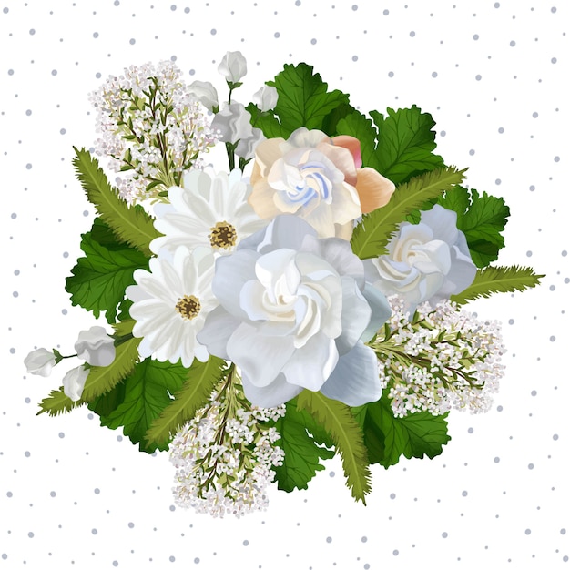 Floral background with beautiful realistic white flowers