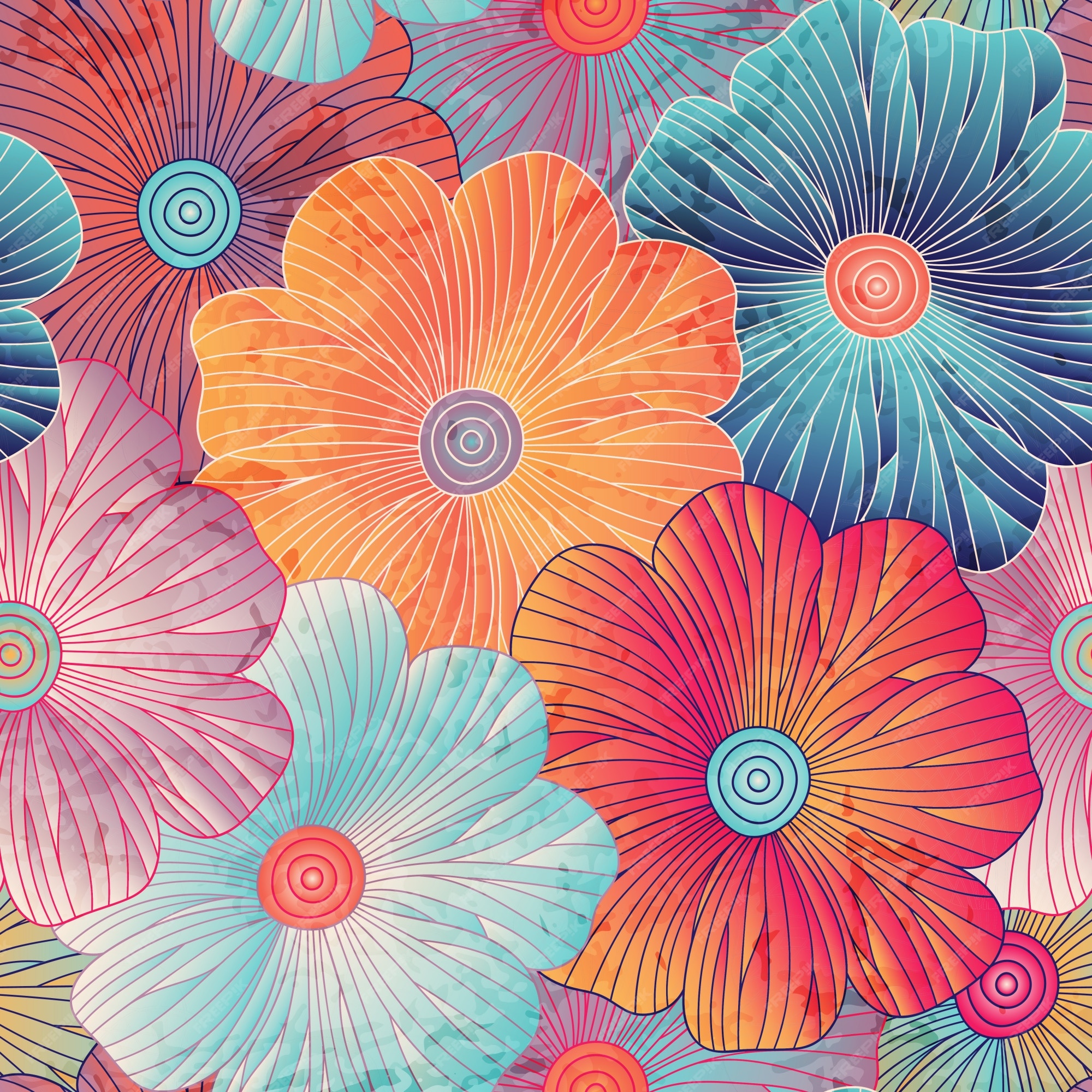 Premium Vector | Floral background with big flowers