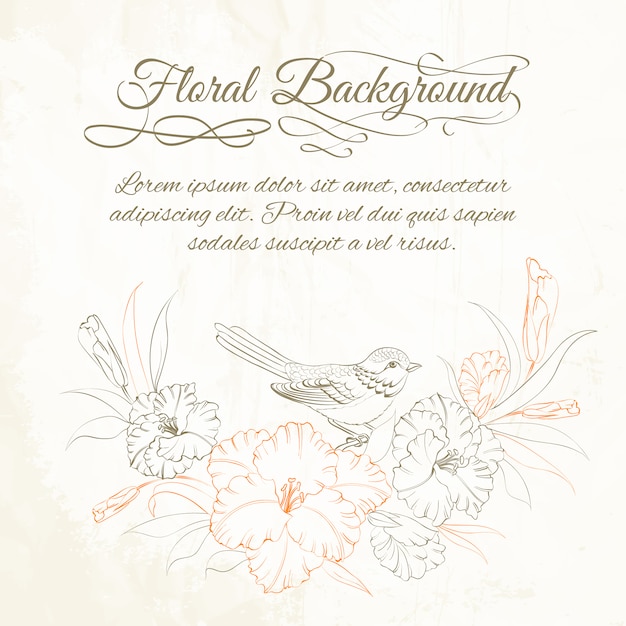 Floral background with bird