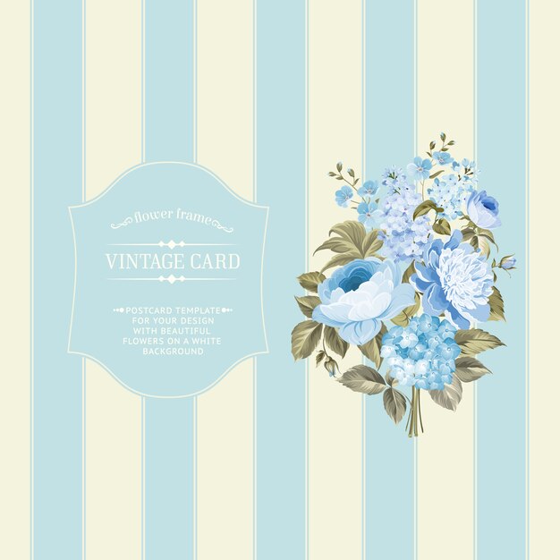 Floral background with blue stripes