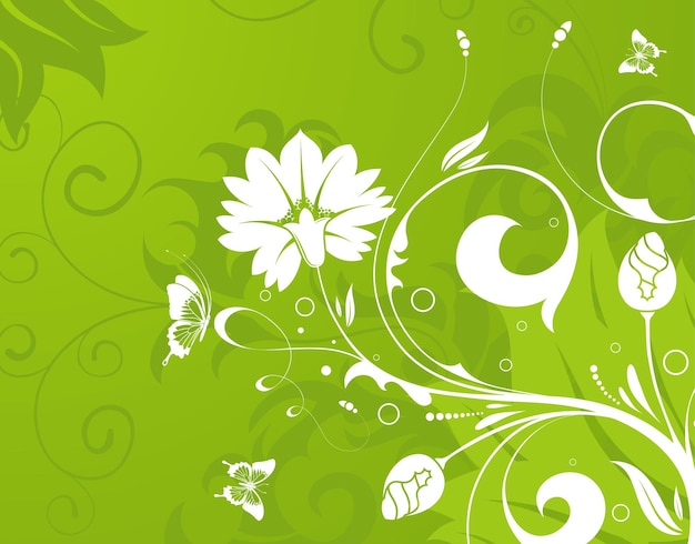 Vettore sfondo floreale con farfalla, elemento di design, illustrazione vettoriale