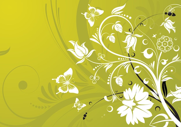 Vector floral background with butterfly element for design