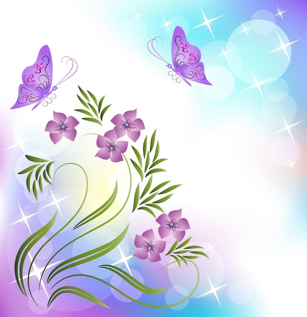 Floral background with butterfly