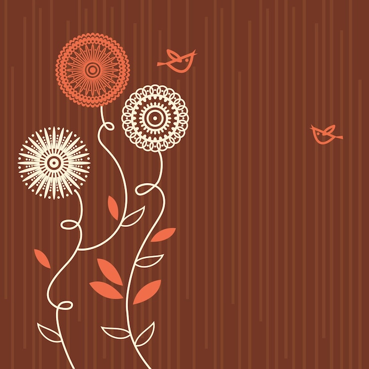 वेक्टर floral background with cartoon birds