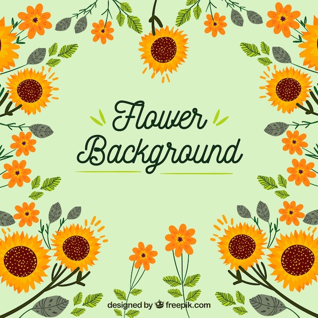 Floral background with flat design