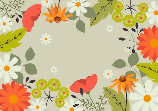 Floral background with gerbera daisies and poppies