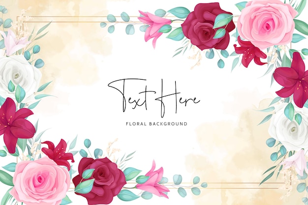 Floral background with hand drawn beautiful flower frame