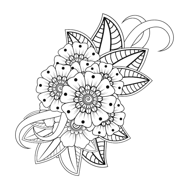 Floral Background with mehndi flower. Decorative ornament in ethnic oriental style. Coloring book.