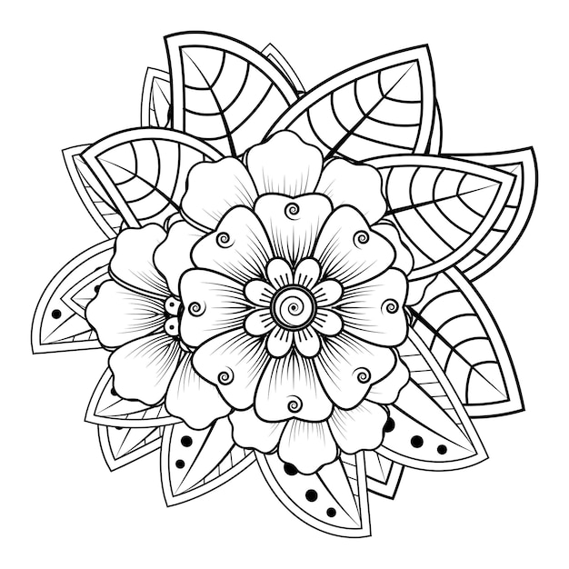 Floral Background with mehndi flower. Decorative ornament in ethnic oriental style. Coloring book.