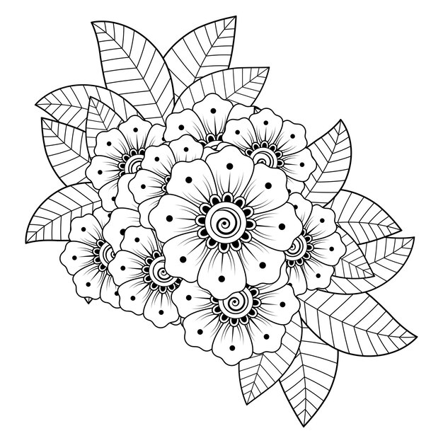 Floral Background with mehndi flower. Decorative ornament in ethnic oriental style. Coloring book.