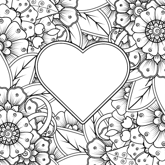 Vector floral background with mehndi flower. decorative ornament in ethnic oriental style. coloring book.