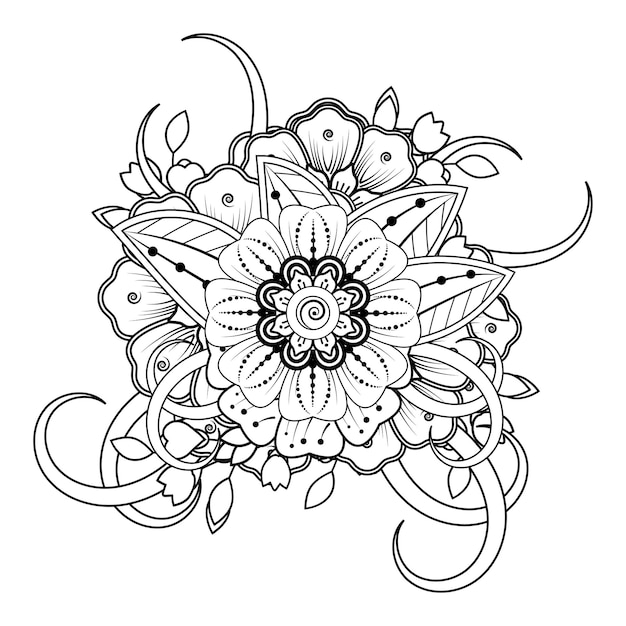 Sfondo floreale con fiore mehndi. ornamento decorativo in stile etnico orientale, ornamento doodle,