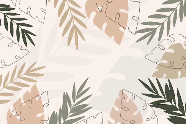 Vector floral background with tropic leaves and organic shapes.