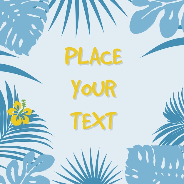 Vector floral background with tropical blue leaves