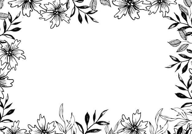 Vettore sfondo a cornice di striscia floreale illustrazione vegetale disegnata a mano vettoriale per la copertina di un biglietto o di un invito