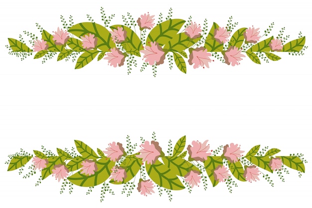 Vector floral banner isolated on white background.