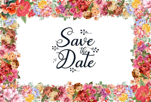 Vector a floral banner that says save the date