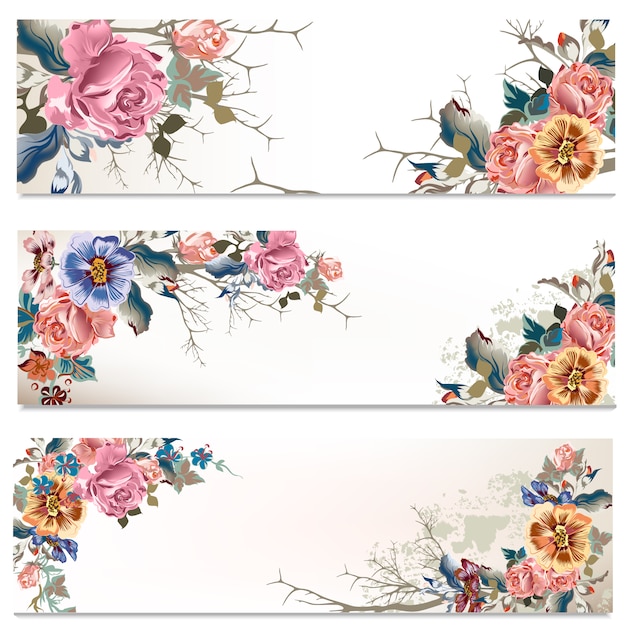 Vector floral banners collection