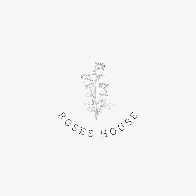 Floral beautiful roses house logo