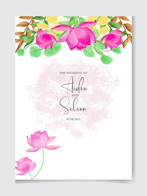 花の美しい結婚式の招待カード