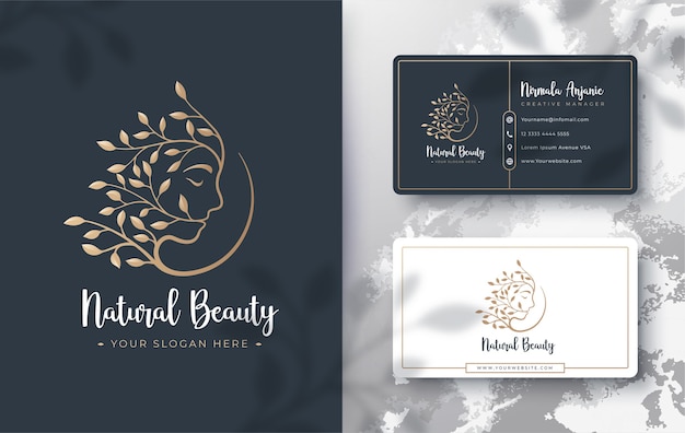 Floral beauty women logo and business card design