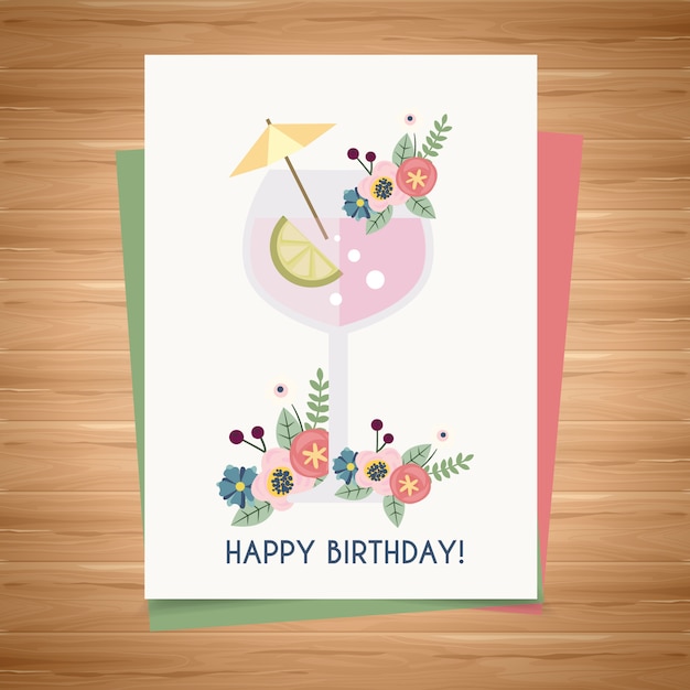 Vector floral birthday card invitation