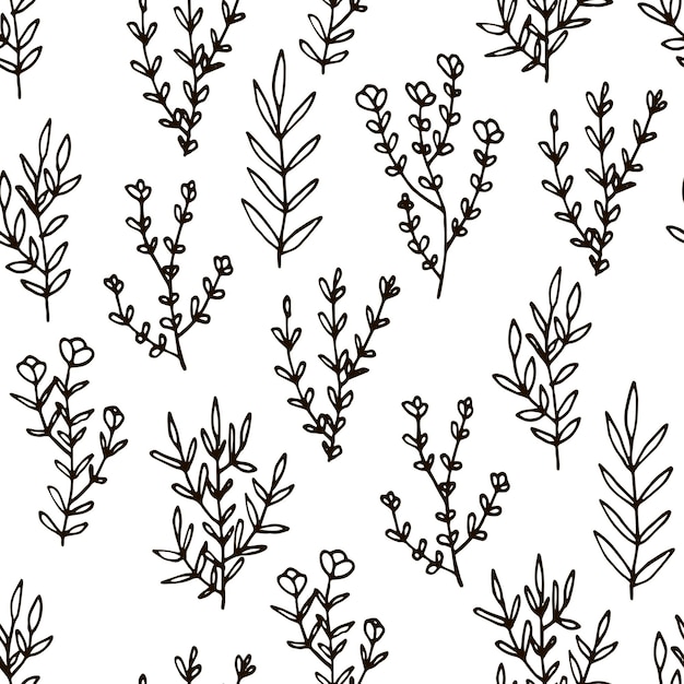 낙서 꽃 꽃 흑백 완벽 한 패턴입니다.