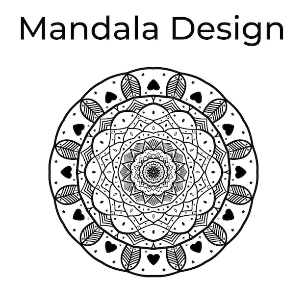 Floral black and white background mandala design