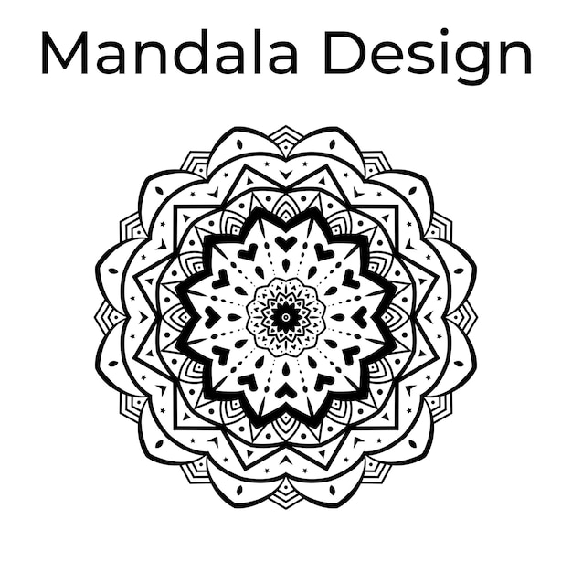 Floral black white background mandala design