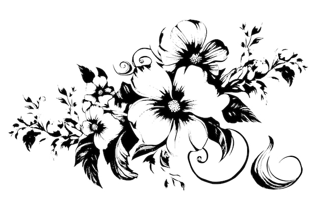 Vector floral black and white design element