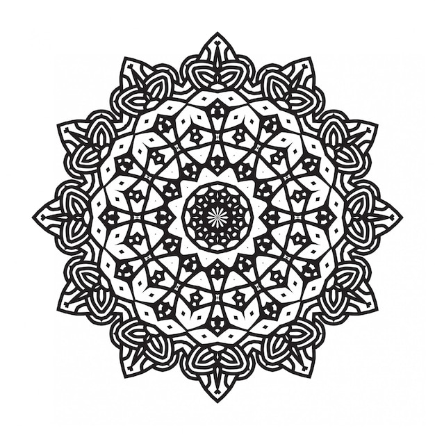 Mandala ornamentale contorno floreale bianco e nero