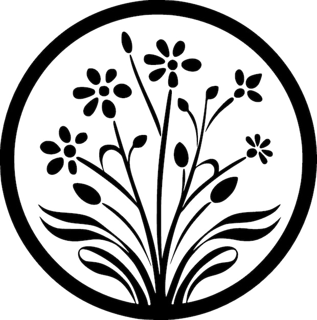 Floral Black and White Vector illustration