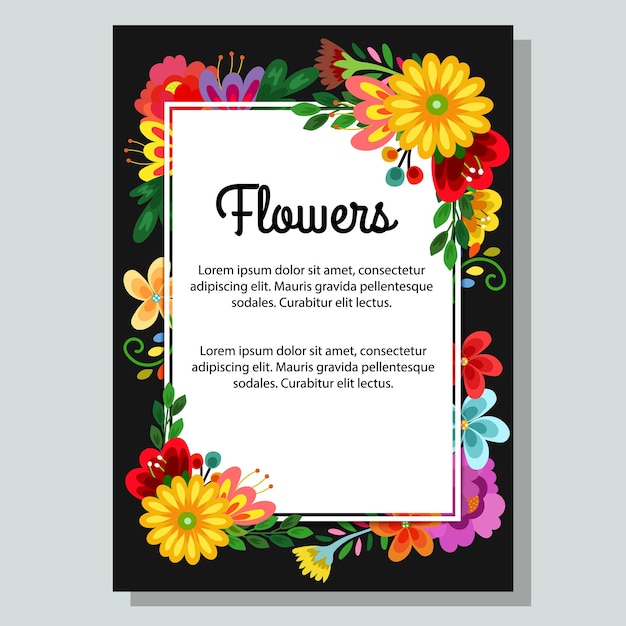 Vector floral blossom cute flower poster template