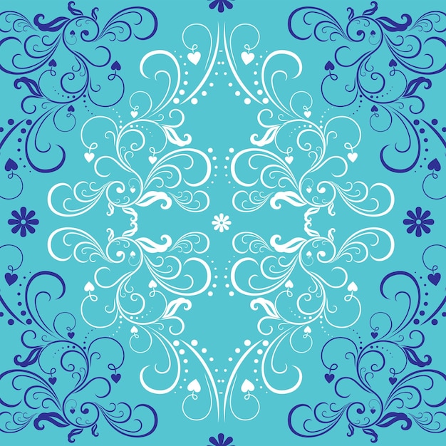 Floral Blue and White Background Elements Vector Background