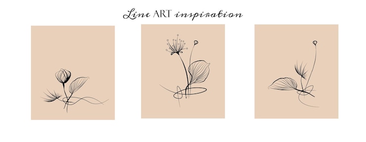 Vector floral boho templates botanical arts hand drawn continuous line drawing of abstract flower