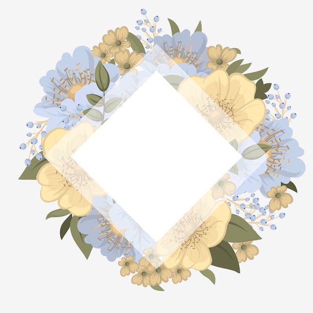 Floral border background - light blue flowers