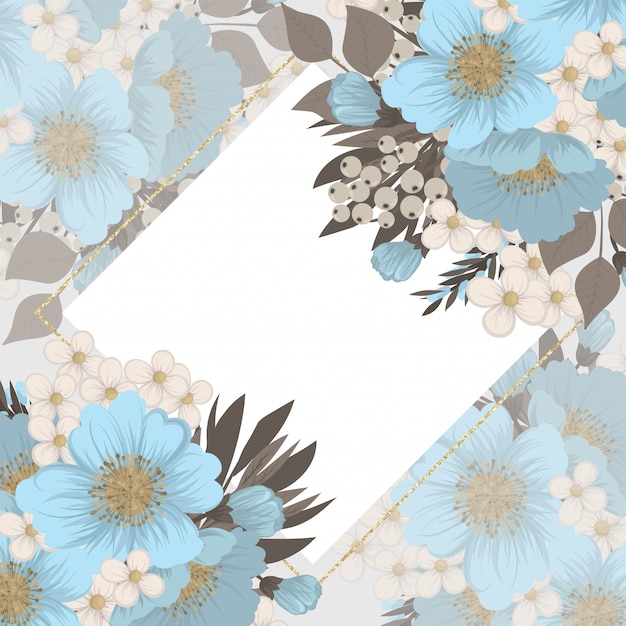 Floral border background - light blue flowers