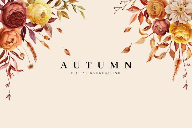 Vector floral border background with autumn nature