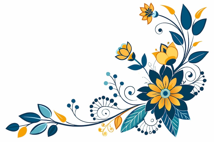 Vector floral border corner with delicate