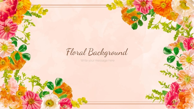 Floral border frame card template used as web background banner