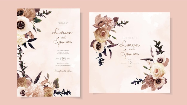 Floral border frame card template used as web background banner