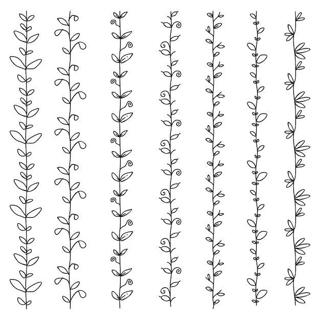 Vector floral border hand drawing