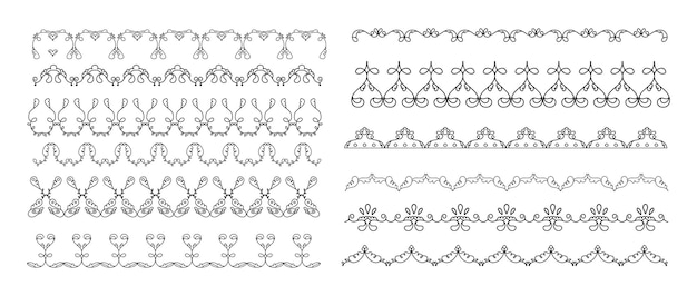 Vector floral border line cute style