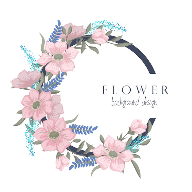 Floral border - pink flower wreath