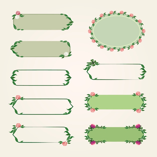 Vector floral borders and signs