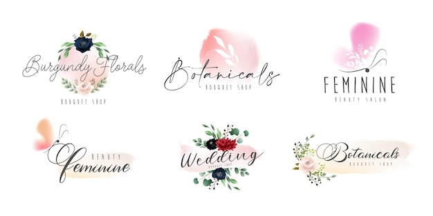 Floral botanische en vrouwelijke logo-collectie