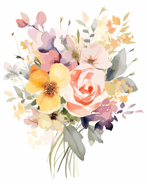 ベクトル 花の花束アレンジメント 水彩