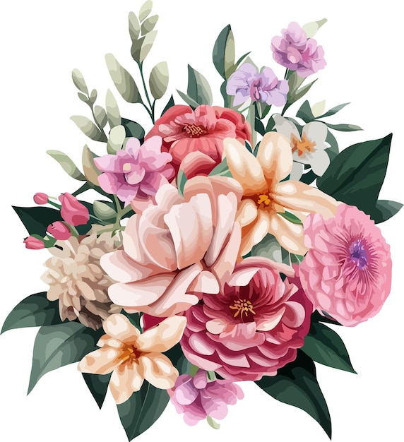 Floral bouquet elegant wedding decoration illustration