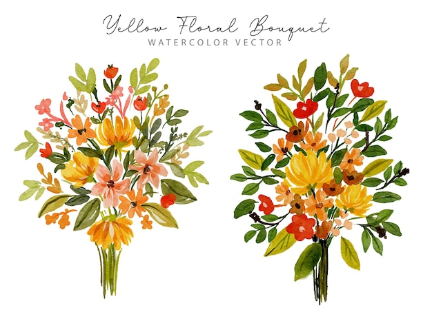 Vector floral bouquet spring lily and leaves spring   set