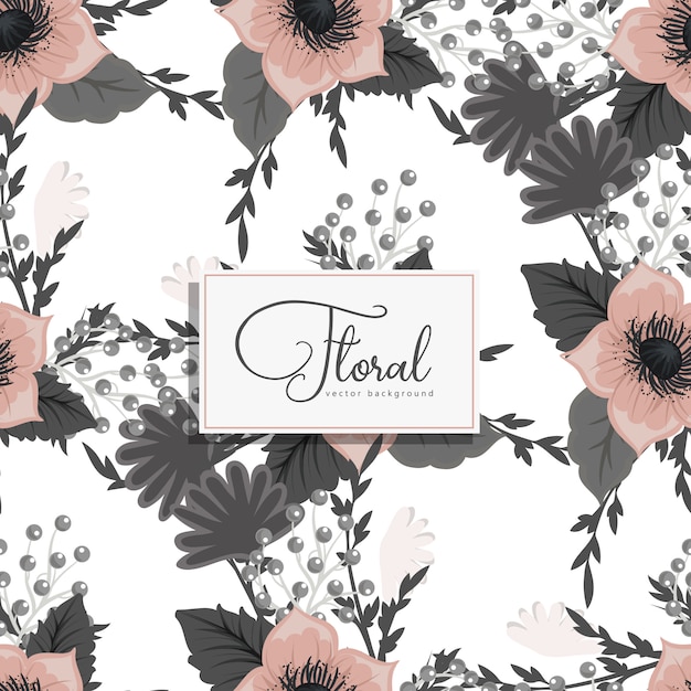 Floral bouquet vector pattern with flowers and leaves